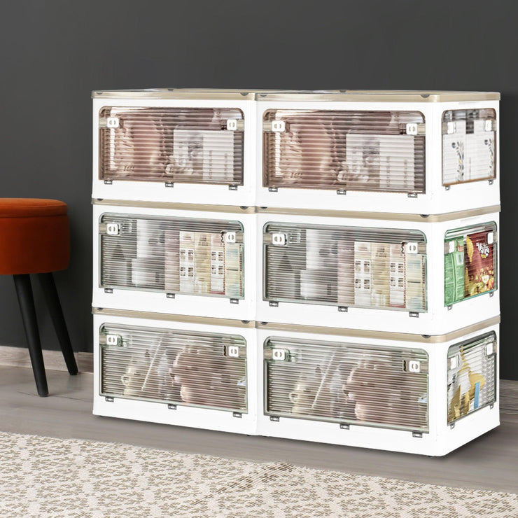 Long Stackable Storage Containers Stackable Plastic Storage Containers 28L–124L Front Opening - STACKED ...