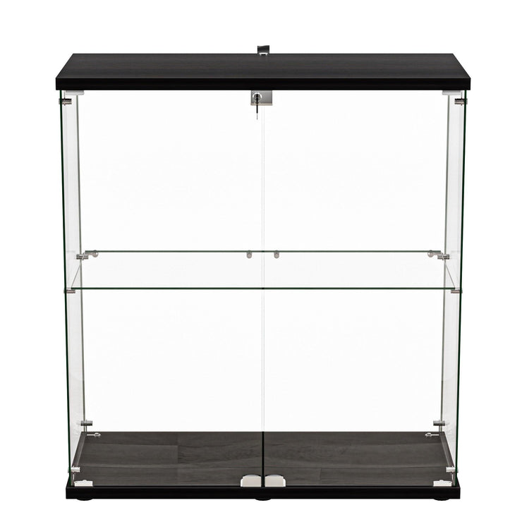 Stacked Glass Display Cabinet Collections Storage 2 Tier Shelf 2 door With Lock