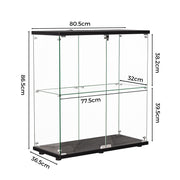 Stacked Glass Display Cabinet Collections Storage 2 Tier Shelf 2 door With Lock