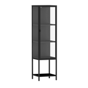 Stacked Display Cabinet With Glass Door Steel Frame Black