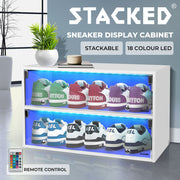 Stacked LED Shoes Storage Cabinet - White