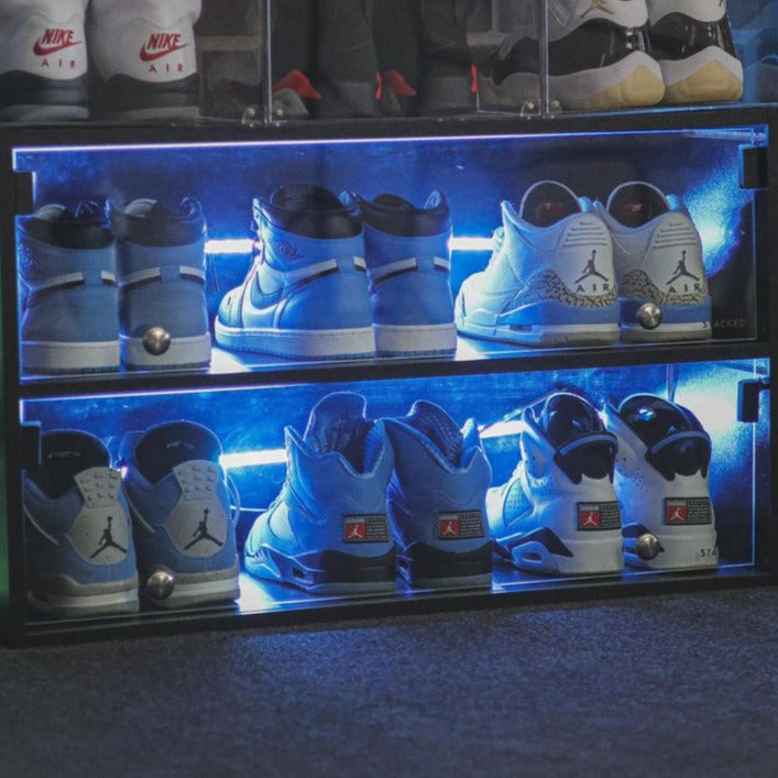 Stacked LED Shoes Storage Cabinet - Black