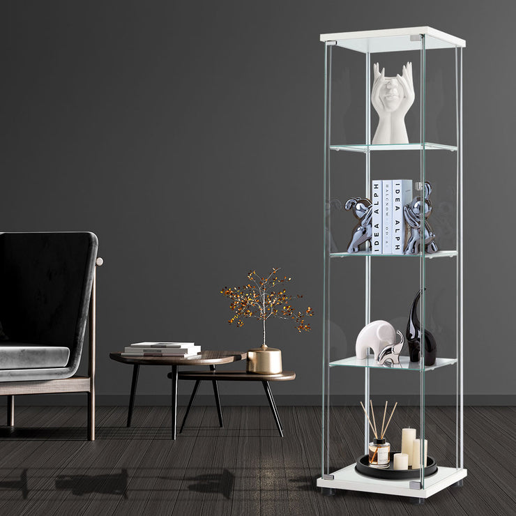 Stacked White Glass Display Cabinet