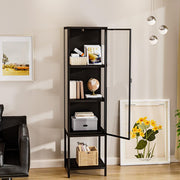 Stacked Display Cabinet With Glass Door Steel Frame Black