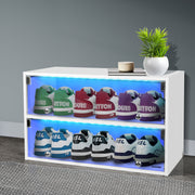 Stacked LED Shoe Storage Cabinet - White