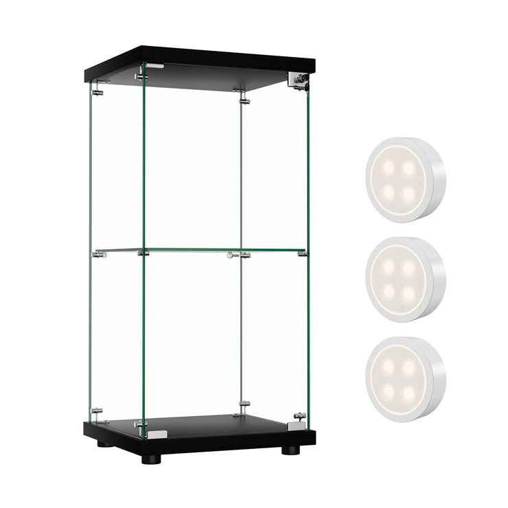 Stacked Tempered Glass Display Cabinet With 3 RGB Lights Collections Lockable