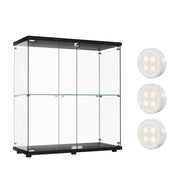 Stacked Tempered Glass Display Cabinet With 3 RGB Lights Collections Lockable