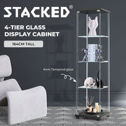Stacked Glass Display Storage Cabinet - Black