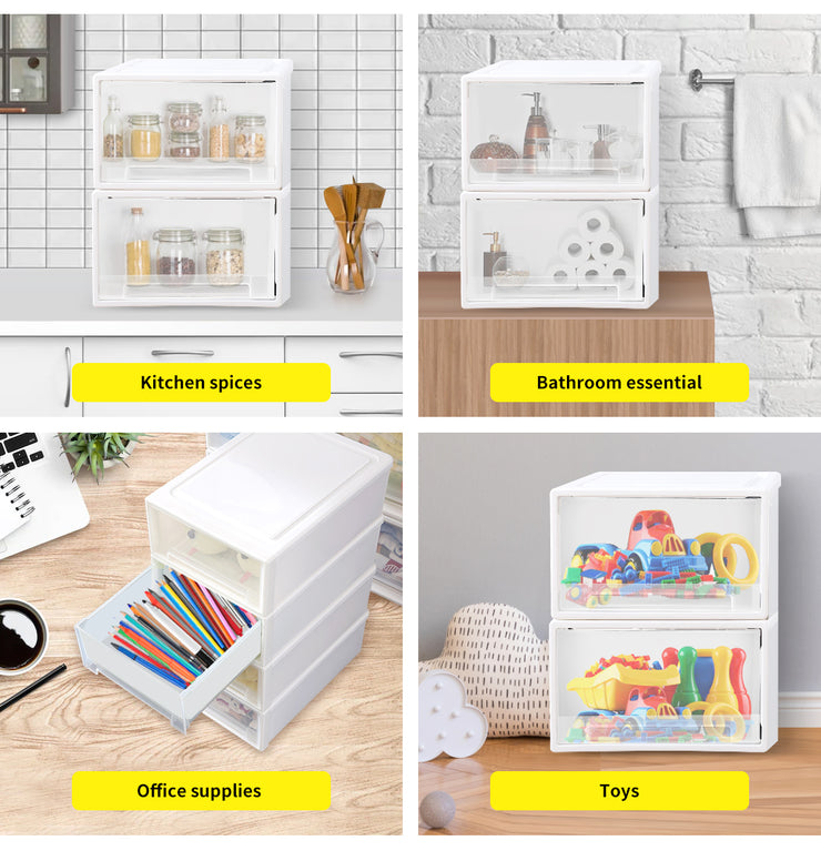 Plastic Storage Drawers Stackable Containers Box Wardrobe Clothes Organiser - Large