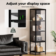 Stacked Display Cabinet With Glass Door Steel Frame Black