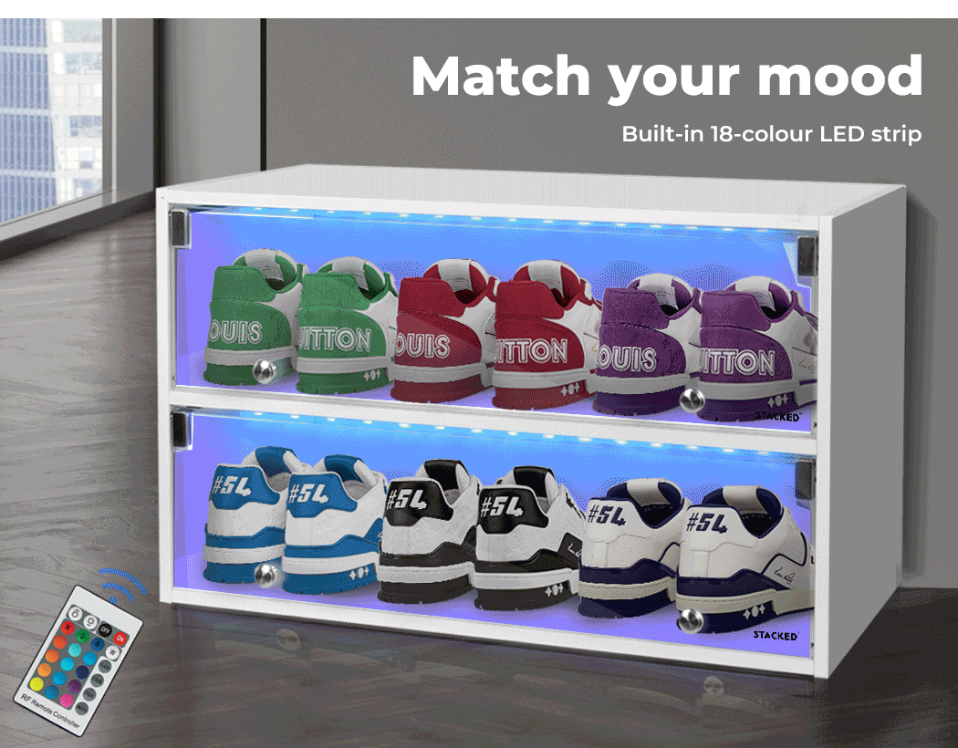 Stackable Shoe Storage Led Shoe Storage Cabinet with LED Light - White | Stacked Australia ...