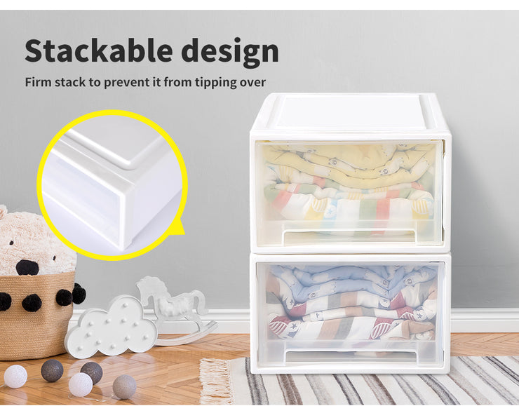 Plastic Storage Drawers Stackable Containers Box Wardrobe Clothes Organiser - Large