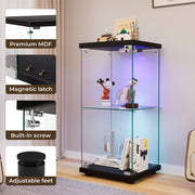 Stacked Tempered Glass Display Cabinet With 3 RGB Lights Collections Lockable