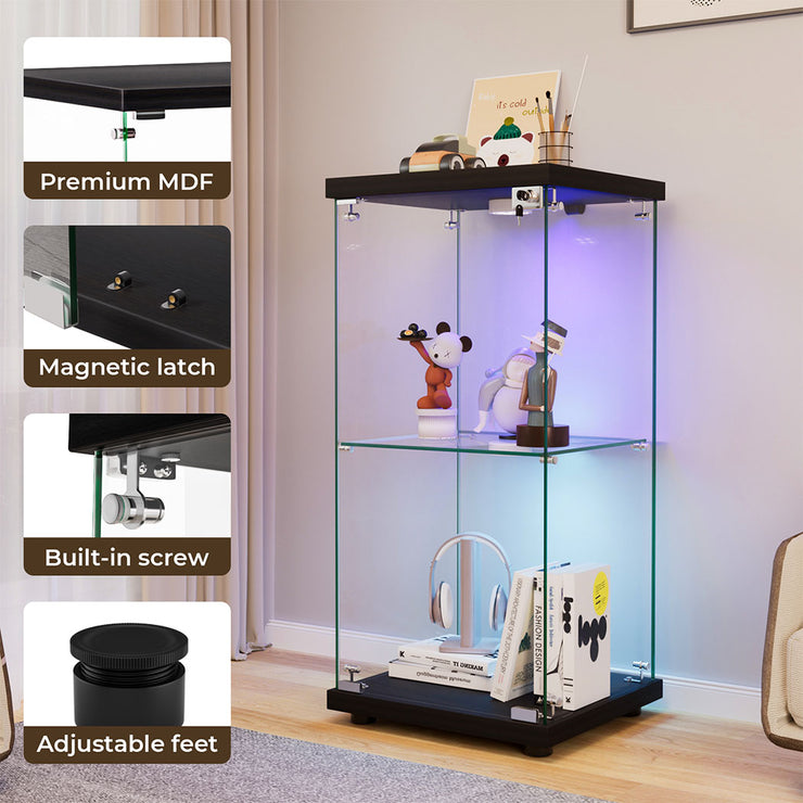 Stacked Tempered Glass Display Cabinet With 3 RGB Lights Collections Lockable