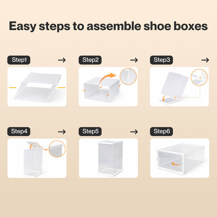 Shoe Rack Storage Boxes 12 Pcs Stackable Clear Plastic Display Cases ...