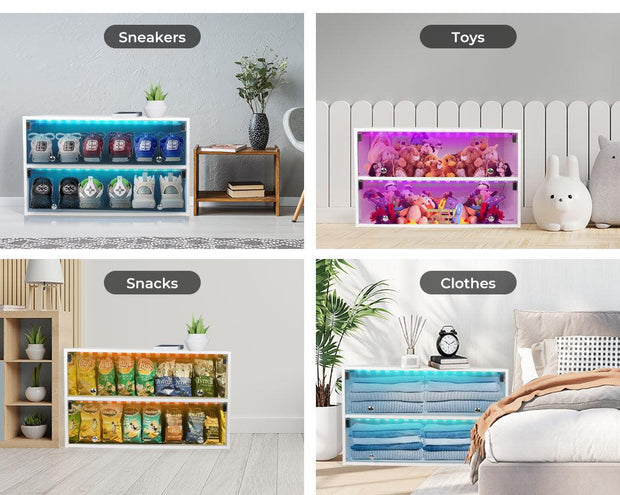 Stackable Shoe Storage Led Shoe Storage Cabinet with LED Light - White | Stacked Australia ...