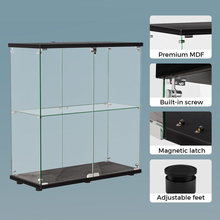 Stacked Glass Display Cabinet Collections Storage 2 Tier Shelf 2 door With Lock