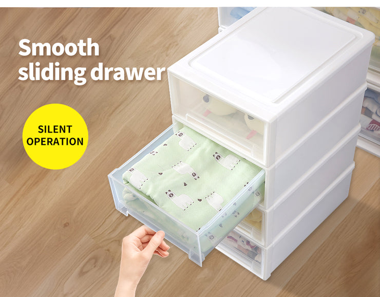 Plastic Storage Drawers Stackable Containers Box Wardrobe Clothes Organiser - Large