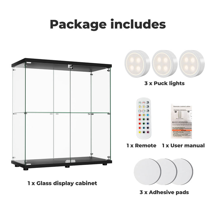 Stacked Tempered Glass Display Cabinet With 3 RGB Lights Collections Lockable