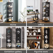 Stacked Display Cabinet With Glass Door Steel Frame Black