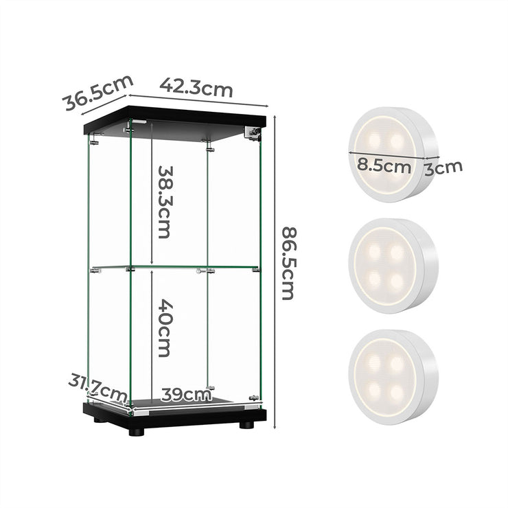 Stacked Tempered Glass Display Cabinet With 3 RGB Lights Collections Lockable