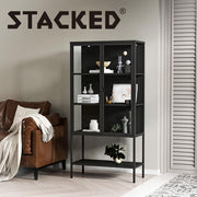 Stacked 4 Tier Modern Glass Display Cabinet 2 Door