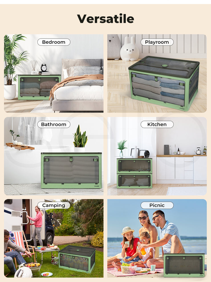 Stacked Storage Box Stackable Container - Green