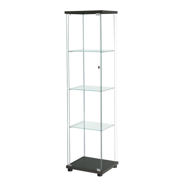 Stacked Glass Display Storage Cabinet - Black