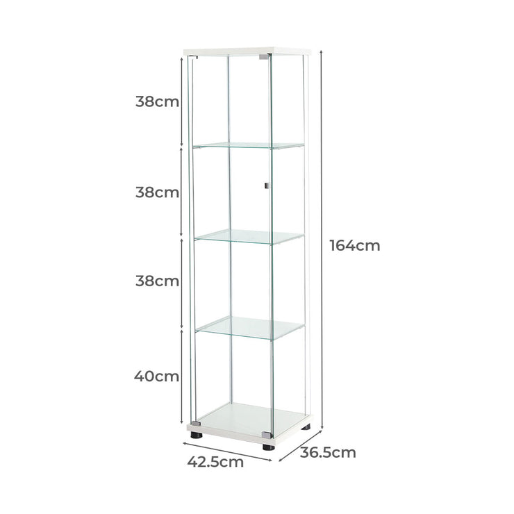 Stacked Glass Display Storage Cabinet - White