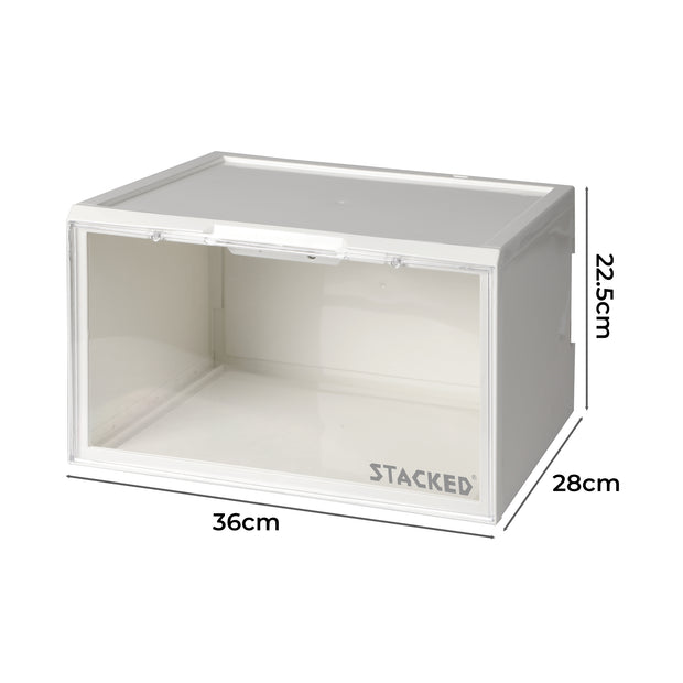 Stacked LED Sneaker Display Case With Voice Control - White